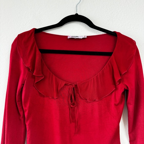 Red Quarter Sleeve with Chiffon Ruffles - Picture 5 of 6
